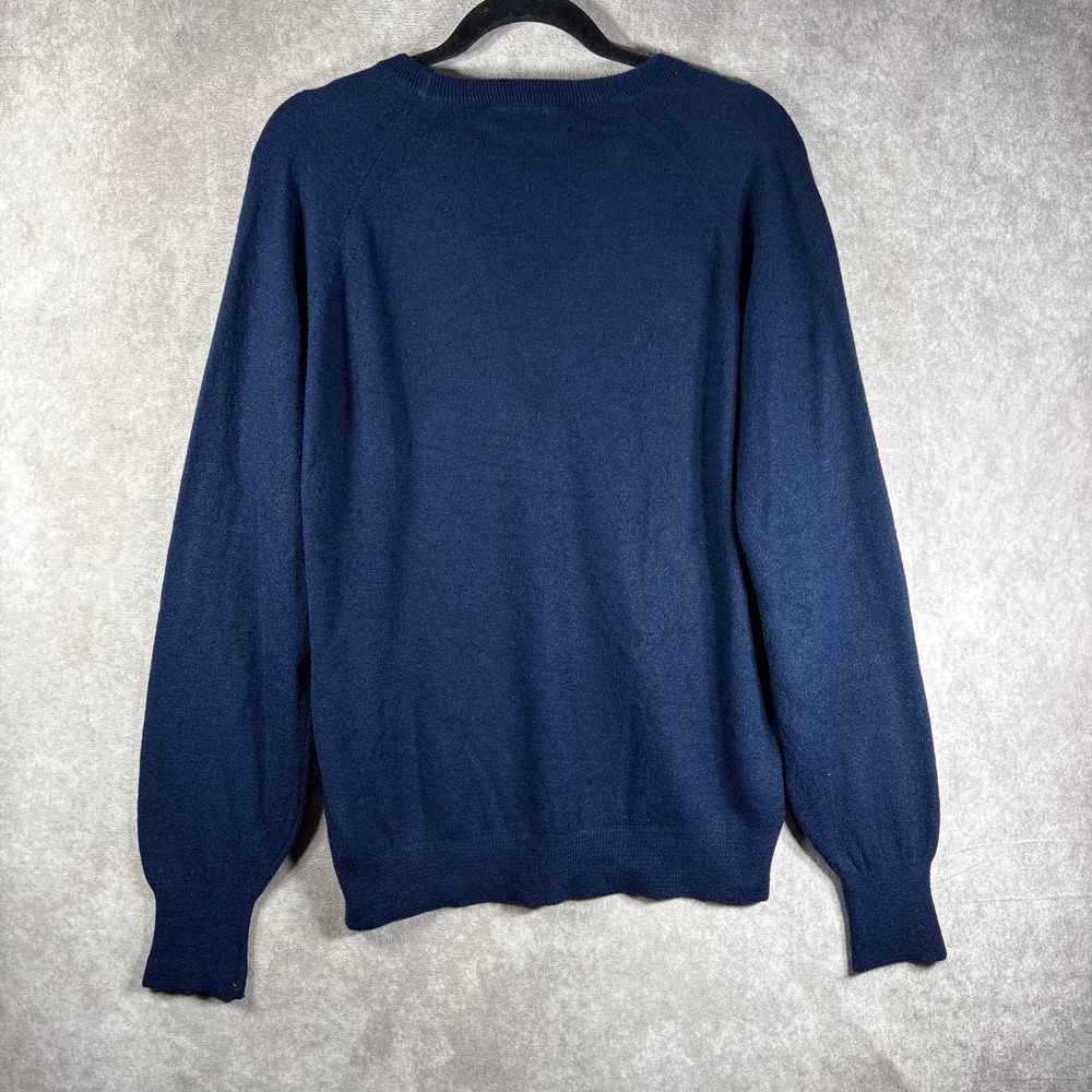 Vintage Christian Dior Monsieur Logo-Embroidered V-Neck Sweater Navy Size Medium - Picture 4 of 8